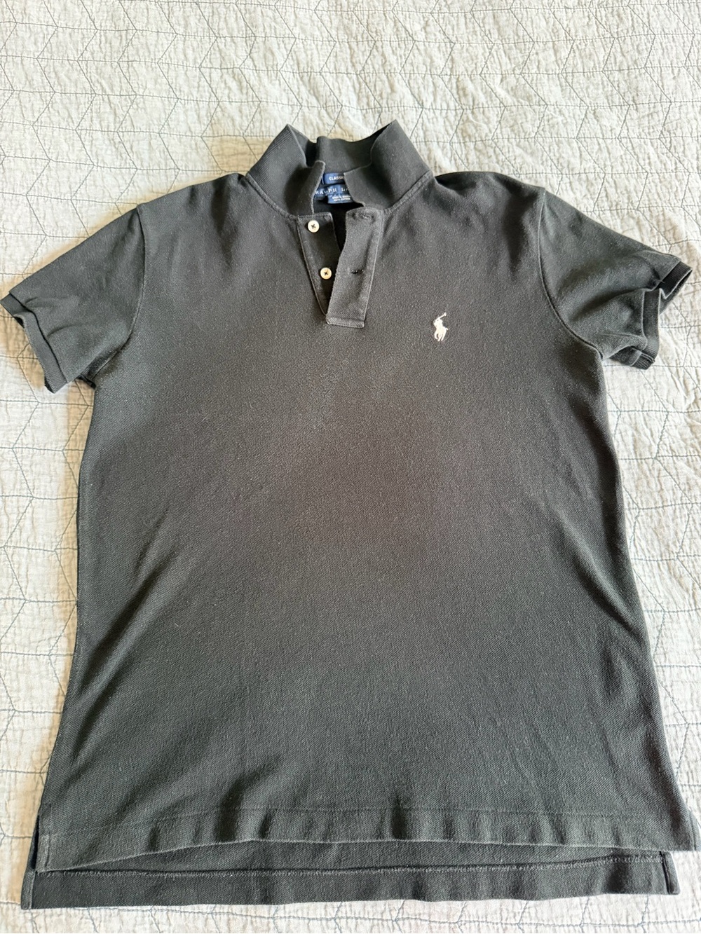 Ralph Lauren Black Polo Shirt Classic Fit with White Pony Logo 100% Cotton